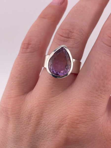 size 7 sterling silver faceted amethyst ring