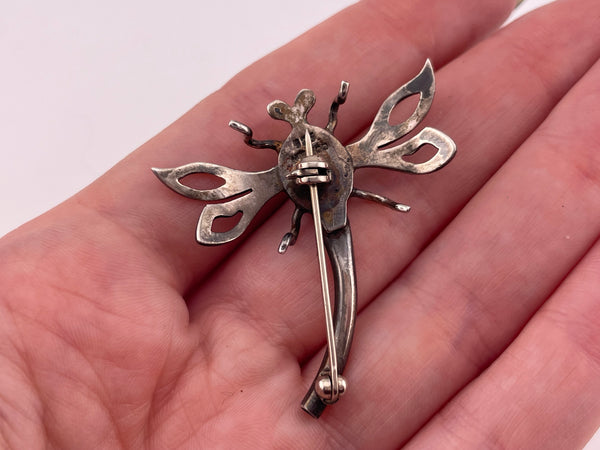 sterling silver mother of pearl dragonfly brooch pin