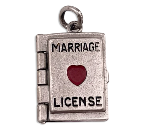 sterling silver "Marriage License" book pendant