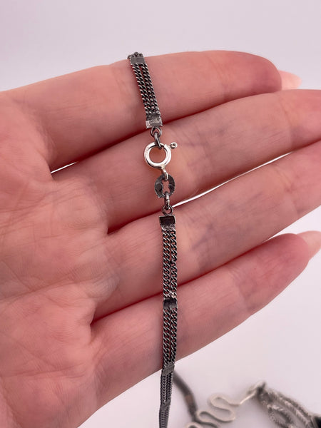 sterling silver 20" entwined snake onyx rose quartz crystal point necklace
