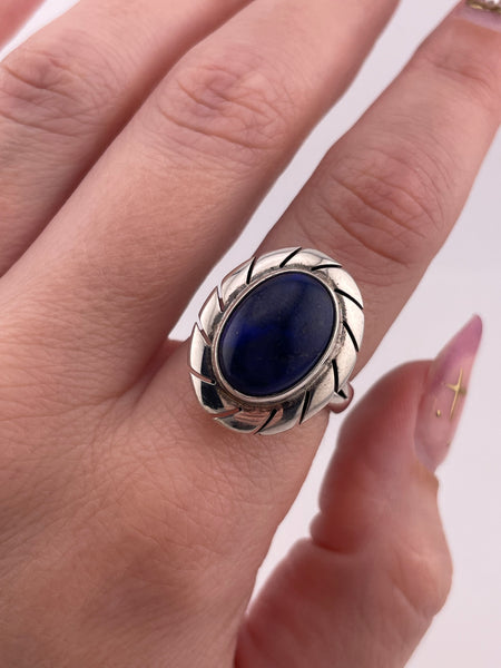 size 7 sterling silver lapis cut-out design ring