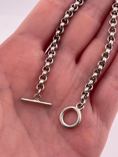 sterling silver 7" rolo chain link toggle bracelet