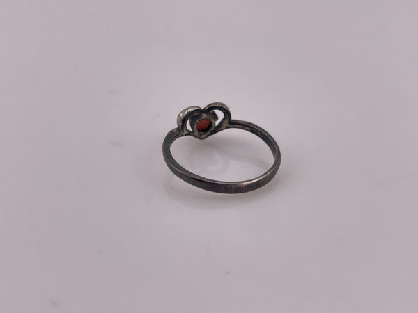 size 6.5 sterling silver synthetic orange stone heart ring