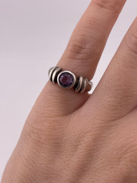 size 4 sterling silver faceted amethyst ring