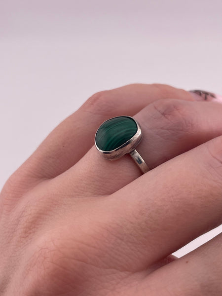 size 5.75 sterling silver malachite ring