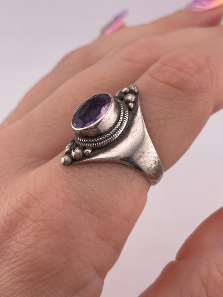size 8 sterling silver faceted amethyst ring