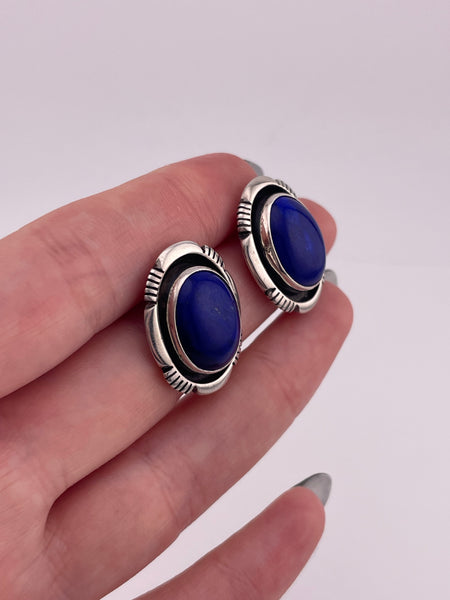sterling silver M. Nez lapis post earrings