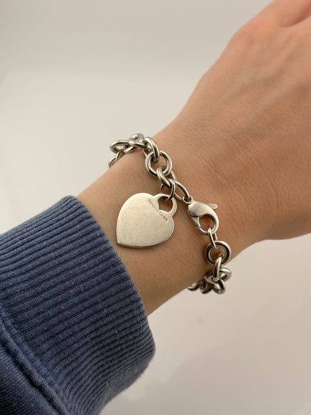 RESERVED PRIVATE LISTING -- sterling silver Tiffany heart tag link bracelet