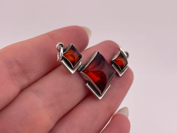 sterling silver faux amber pendant