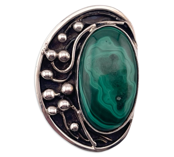 sterling silver malachite artisan pendant