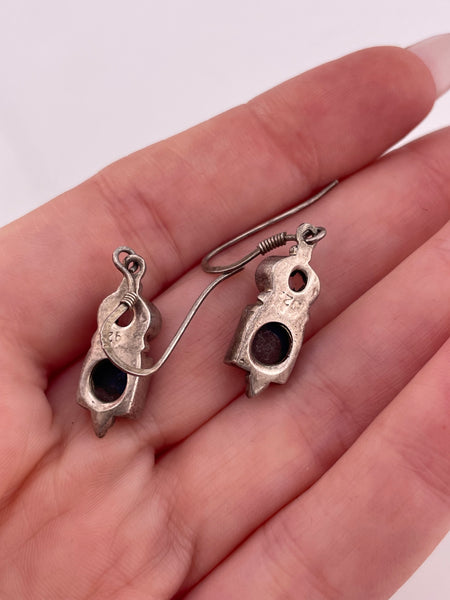 sterling silver lapis & rainbow moonstone dangle earrings