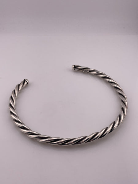 sterling silver Mexican twist structured collar necklace