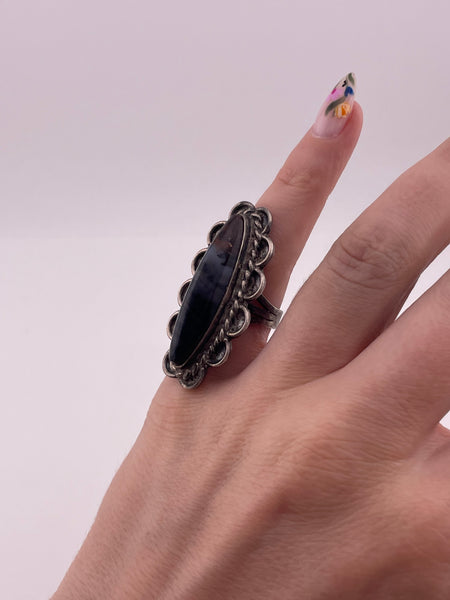 size 4.5 sterling silver petrified wood ring