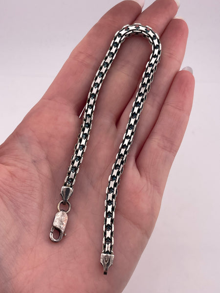 sterling silver 9-1/4" bismark box chain bracelet