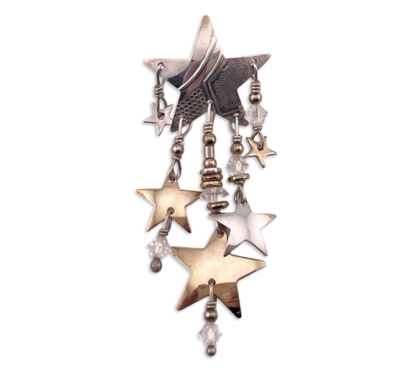 sterling silver Tabra star dangle plastic bead pin