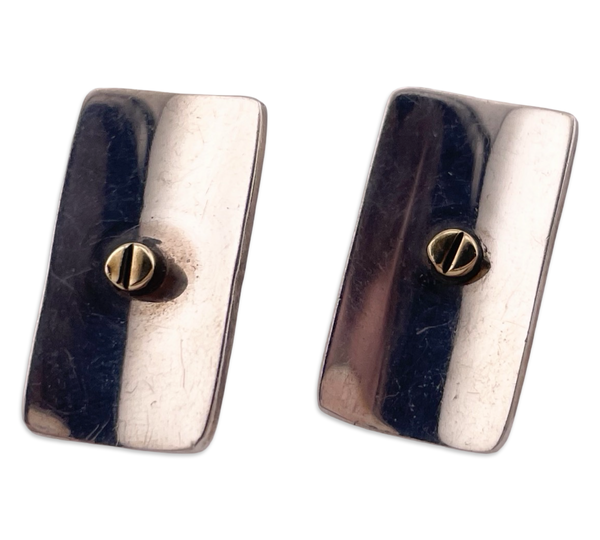 sterling silver Mexican brass screw-head post earrings