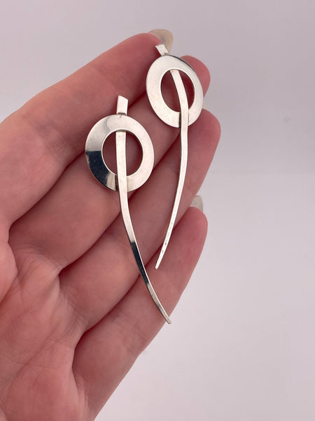 sterling silver stoneless 2-1/4" circle line post earrings