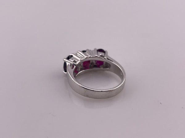 size 6 sterling silver rhodium plated faceted garnet row ring