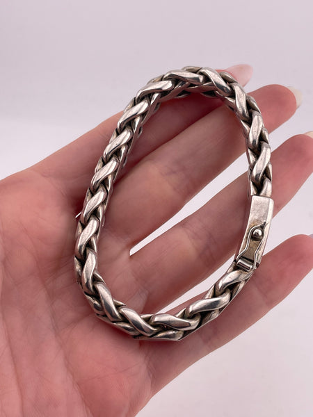 sterling silver 7-1/2" 66.2 gram woven chain link bracelet