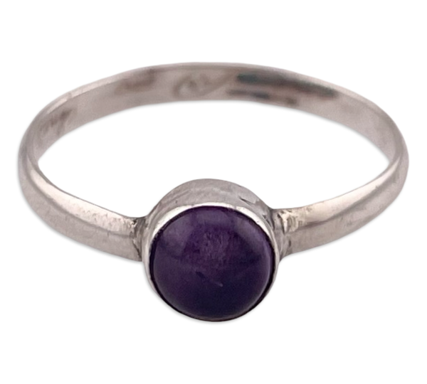 size 6.25 sterling silver round amethyst ring