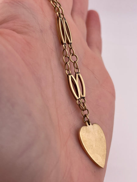 14k yellow gold heart tag link bracelet