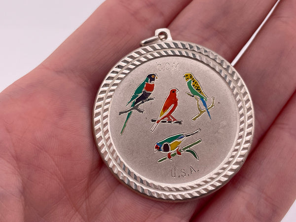sterling silver birds matte finish pendant ***Engraved***