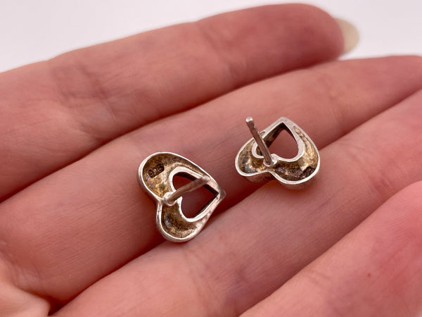 sterling silver heart post earrings