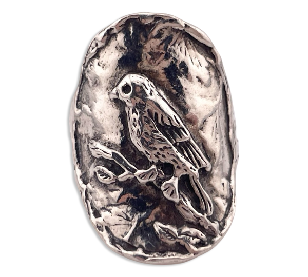 size 6.25 sterling silver stoneless bird ring
