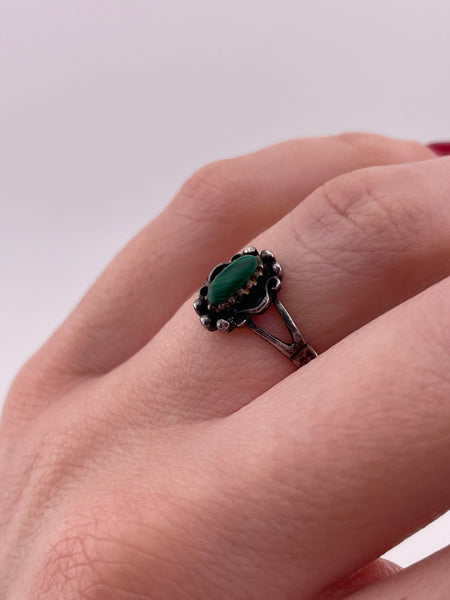 size 6 sterling silver malachite ring