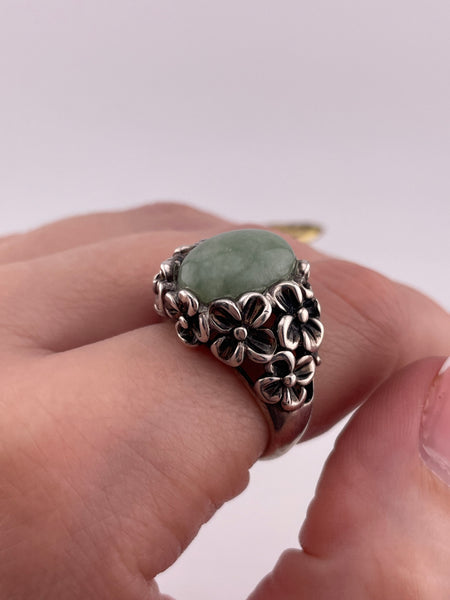 size 6.5 sterling silver chunky aventurine flower ring