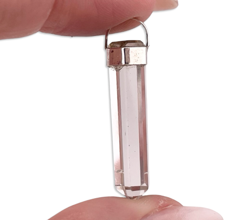 sterling silver quartz crystal point pendant