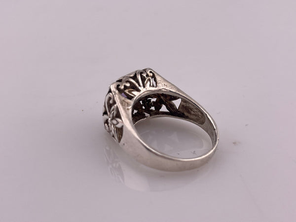 size 8.25 sterling silver faceted amethyst butterfly design ring