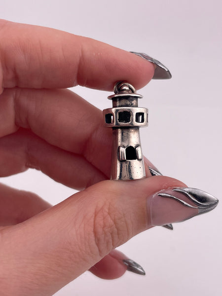 sterling silver lighthouse pendant