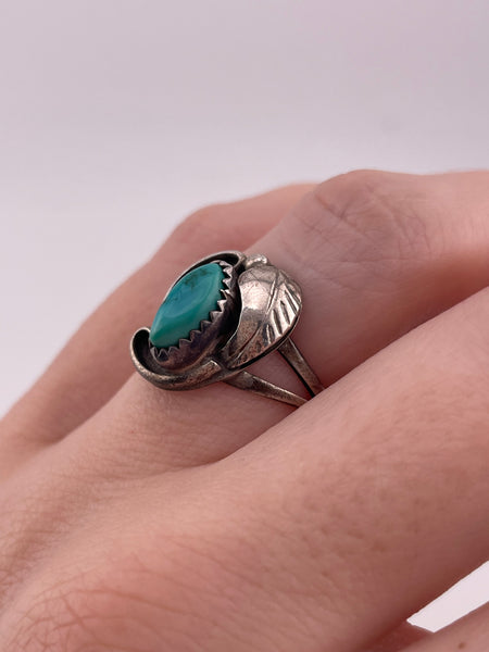 size 7 sterling silver turquoise leaf ring