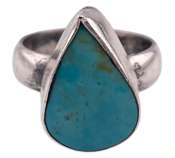 size 5.75 sterling silver turquoise tear-drop shape ring