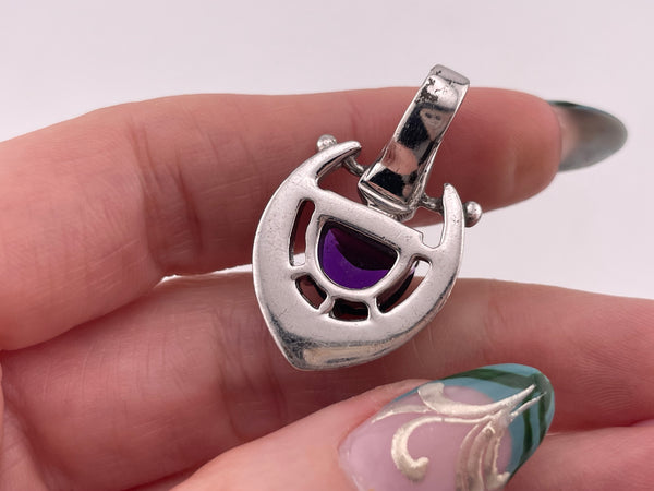 sterling silver matte finish faceted amethyst pendant