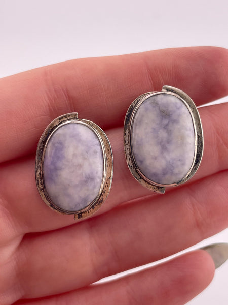sterling silver white purple post earrings