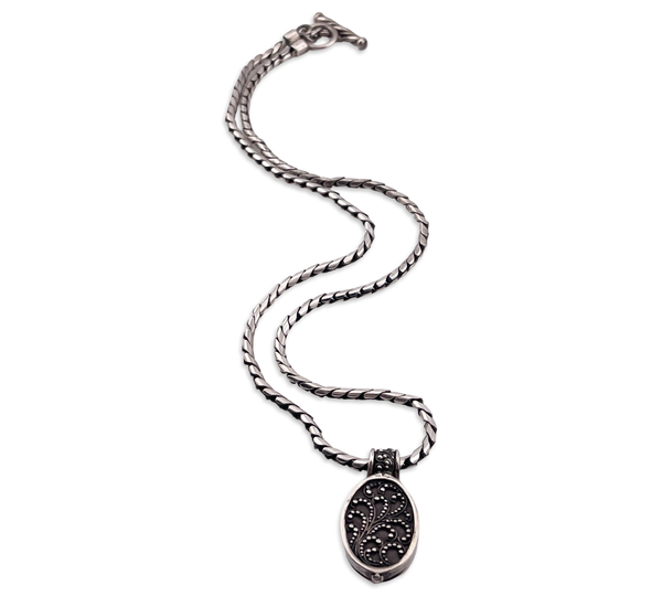 sterling silver 17" compartment pendant snake chain necklace