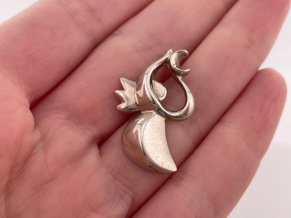 sterling silver angel holding crescent moon pendant