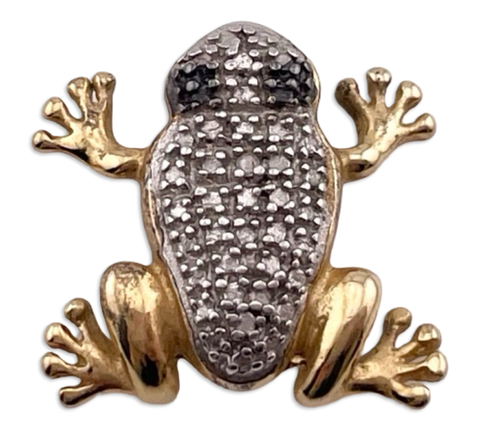 sterling silver gold wash frog lab diamond pendant