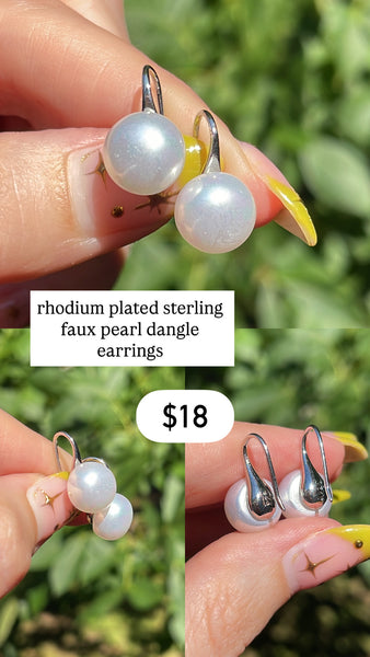 RESERVED PRIVATE LISTING -- sterling silver faux pearl earrings B13