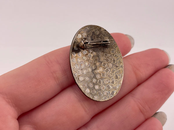 cloisonne enamel flower vintage costume brooch