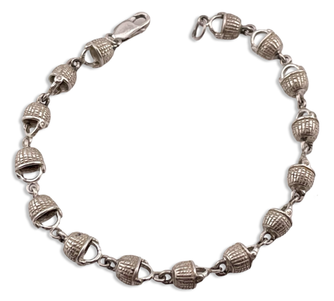 sterling silver 7-7/8" basket link bracelet