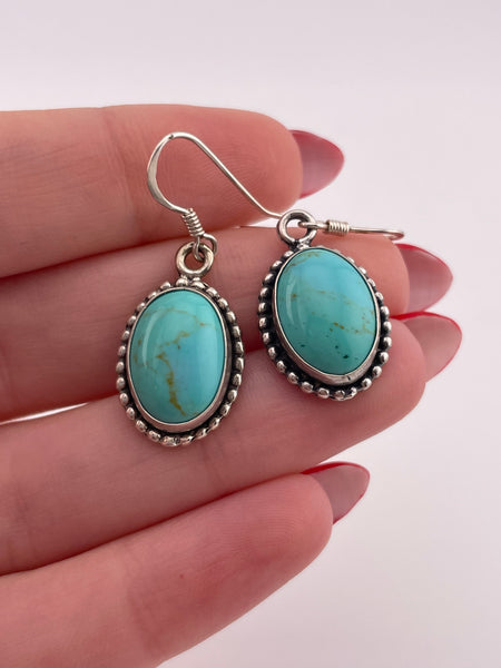 sterling silver stabilized turquoise hook dangle earrings