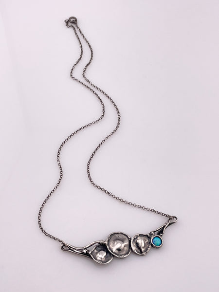 sterling silver lab opal abstract circles necklace