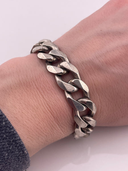 sterling silver 8" heavy 64 grams curb chain link bracelet
