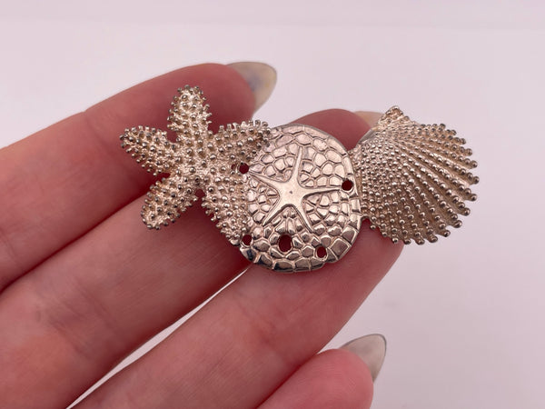 sterling silver starfish sand dollar scallop pendant