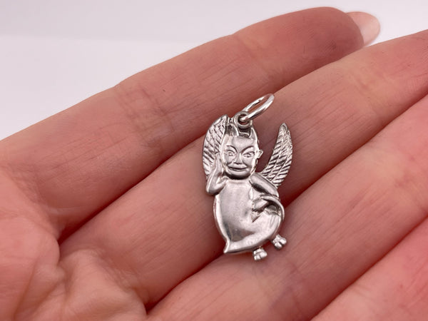 sterling silver devil angel pendant