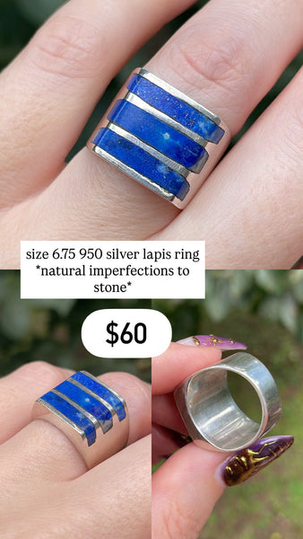 RESERVED PRIVATE LISTING -- sterling silver lapis ring A37