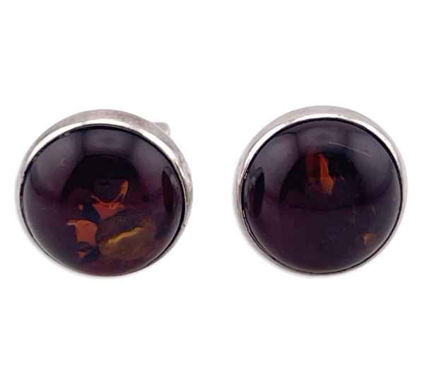 sterling silver round amber clip-on earrings
